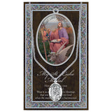Pewter Saint Medal Pendant On Stainless Steel Necklace with Biography and Picture Folder 24" (St Luke)
