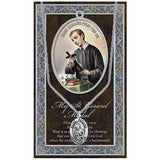 Pewter Saint Medal Pendant On Stainless Steel Necklace with Biography and Picture Folder 24" (St Gerard)