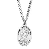 Pewter Saint Medal Pendant On Stainless Steel Necklace with Biography and Picture Folder 24" (St Christopher)