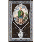 Pewter Saint Medal Pendant On Stainless Steel Necklace with Biography and Picture Folder 24" (St Patrick)