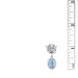 Petite Angel Pin with Sterling Silver Enameled Oval Miraculous Medal of Mary (Blue)