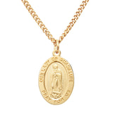 16K Yellow Gold Layered Our Lady Of Guadalupe Pray For Us Medal Pendant Necklace, 18"
