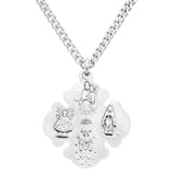Sterling Silver Four Way Combination Medal Pendant Necklace, 24"