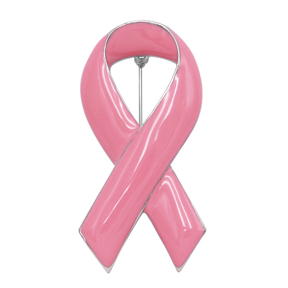 Statement Pink Ribbon Breast Cancer Awareness Enamel Lapel Pin Brooch, 2.25