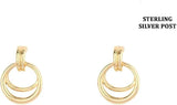 Chic 18k Gold Dipped Classic Earrings with Sterling Silver Posts (Double Hoop Dangle .75")