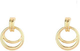 Chic 18k Gold Dipped Classic Earrings with Sterling Silver Posts (Double Hoop Dangle .75")