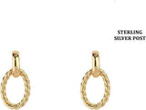 Chic 18k Gold Dipped Classic Earrings with Sterling Silver Posts (Twisted Oval Hoop 1")