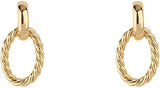 Chic 18k Gold Dipped Classic Earrings with Sterling Silver Posts (Twisted Oval Hoop 1")