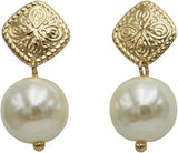 Chic 18k Gold Dipped Classic Earrings with Sterling Silver Posts (Pearl Dangle 1")