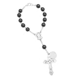 Hematite Tone One Decade Car Rosary with Saint Christopher Medal