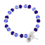 Beaded Stretch Rosary Bracelet with Crucifix and Miraculous Medal (Light and Dark Blue)