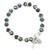 Beaded Stretch Rosary Bracelet with Crucifix and Miraculous Medal (See Available Colors)