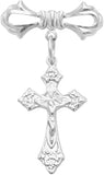Crucifix Cross Medal Petite Brooch Pin, Silver and Gold, 1.75", Perfect for Baptism, Communion, Confirmation or Wedding (Silver Tone)