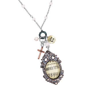 Inspirational Bible Verse JOHN 3:16 Glass Bubble Cabochon With Charms Necklace, 30"+3" Extender