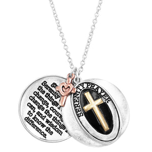 Inspirational Serenity Prayer Hidden Message Pendant Locket Necklace, 24"+3" Extender