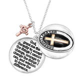 Inspirational Serenity Prayer Hidden Message Pendant Locket Necklace, 24"+3" Extender