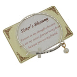 Religious Sideways Cross Bangle Bracelet with "Sister's Blessing" Inscription