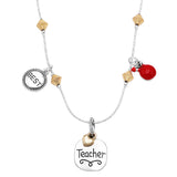 Adorable Best Teacher Charms Pendant Necklace, 18"-24"