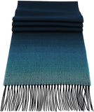 Soft Acrylic Winter Scarf, 66 x 12 Inches with 3 Inch Fringe, Cozy Cold Weather Accessory (Ombre, Navy, Blue)
