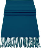Soft Acrylic Winter Scarf, 66 x 12 Inches with 3 Inch Fringe, Cozy Cold Weather Accessory (Plain, Teal)