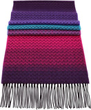 Soft Acrylic Winter Scarf, 66 x 12 Inches with 3 Inch Fringe, Cozy Cold Weather Accessory (Chevron, Violet, Fushia, Turquoise)