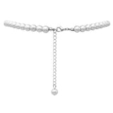 Simulated 8mm Glass Pearl Necklace Strand And Dangle Earrings Set, 16"-18" plus 3" Extender (White)
