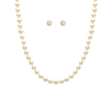 Classic Knotted Glass 10mm Pearl Necklace Strand And Hypoallergenic Post Earrings Set, 18"+3" Extender (Cream Gold Tone 18"-21" 10mm)