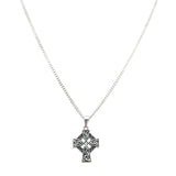 Sterling Silver Castledermot Celtic Cross Pendant Necklace (24" Curb Chain)