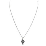 Sterling Silver Castledermot Celtic Cross Pendant Necklace (24" Curb Chain)