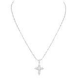 Made In Italy Dainty Sterling Silver Serpentine Chain And Stunning Crystal Rhinestone Passion Christian Cross Necklace Pendant, 18"