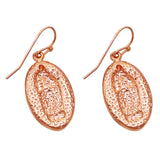 Our Lady of Guadalupe Rose Gold Tone Dangle Earrings, 1.25"