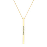 "Dream Big" Vertical Bar Pendant Adjustable Length Necklace, 18"-20" (Gold Tone)