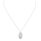 White Gold Dipped Our Lady of Guadalupe Pendant Necklace, 15.5"-17.5" with 2" Extender