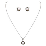 Rosemarie & Jubalee Women's Made In Italy Dainty Sterling Silver Cable Chain With Adjustable Slide And Pearl Necklace Pendant Post Earrings Gift Set, 22"