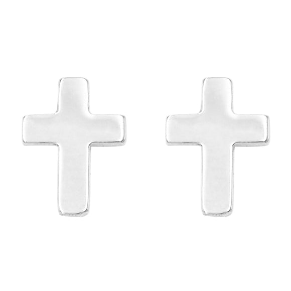 Petite Cross Religious Stud Earrings, 0.3