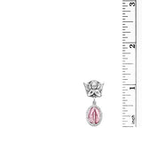 Petite Angel Pin with Sterling Silver Enameled Oval Miraculous Medal of Mary (Pink)