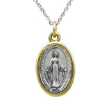 Religious Two Tone Miraculous Medal Pendant Necklace