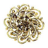Rosemarie & Jubalee Women's Stunning Vintage Vibes Crystal Flower And Leaf Pinwheel Statement Size Large Brooch, 4" (Red Crystal Gold Tone)