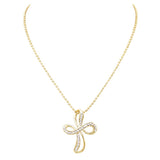 Crystal Infinity Cross Pendant Necklace, 16"+3" Extender (Gold Tone)