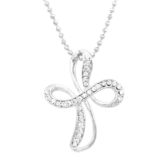 Crystal Infinity Cross Pendant Necklace, 16