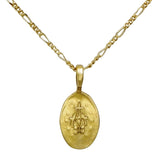 Religious Medal Mother Mary Oval Pendant Necklace, 18"