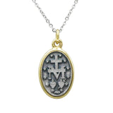 Religious Two Tone Miraculous Medal Pendant Necklace