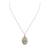 Religious Two Tone Miraculous Medal Pendant Necklace