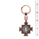 St Benedict Medal Antique Copper Color Maltese Cross Keychain