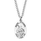 Pewter Saint Medal Pendant On Stainless Steel Necklace with Biography and Picture Folder 24" (St Michael)