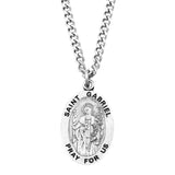 Pewter Saint Medal Pendant On Stainless Steel Necklace with Biography and Picture Folder 24" (St Gabriel)