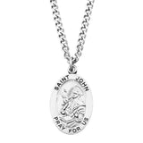 Pewter Saint Medal Pendant On Stainless Steel Necklace with Biography and Picture Folder 24" (St John)