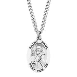 Pewter Saint Medal Pendant On Stainless Steel Necklace with Biography and Picture Folder 24" (St Paul)