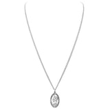 Pewter Religious Saint Medal Oval Pendant Necklace, 24" (Behold Saint Christopher)