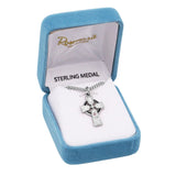 Sterling Silver Small White Celtic Cross Pendant Necklace, 18"